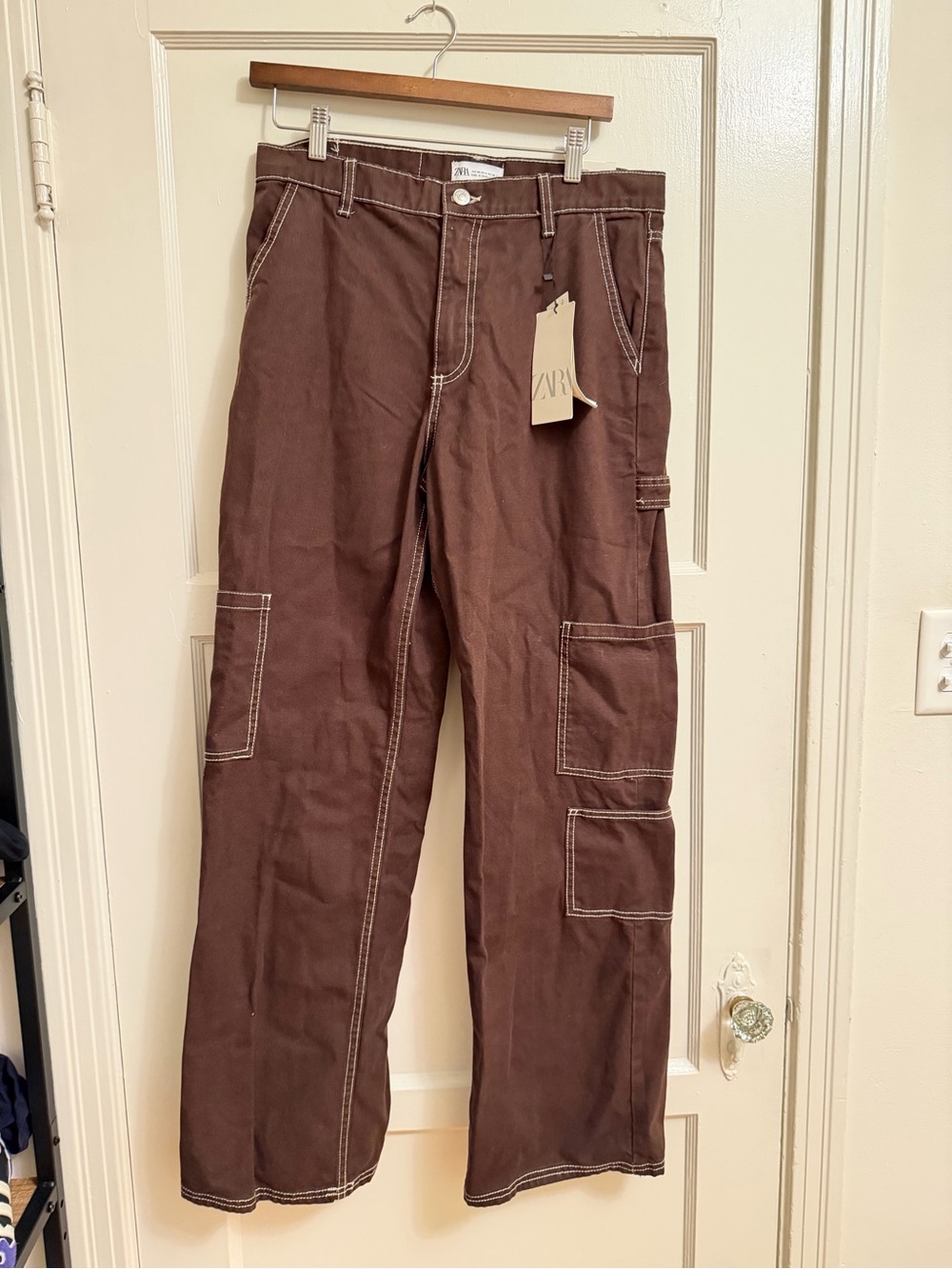 Zara Brown Cargo Workpants NWT